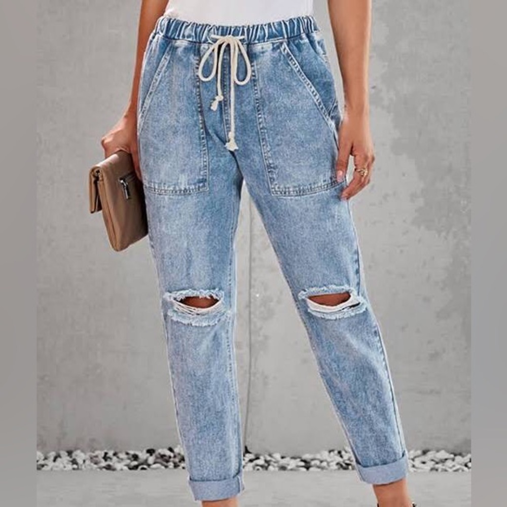 Denim Distressed jeans/joggers L